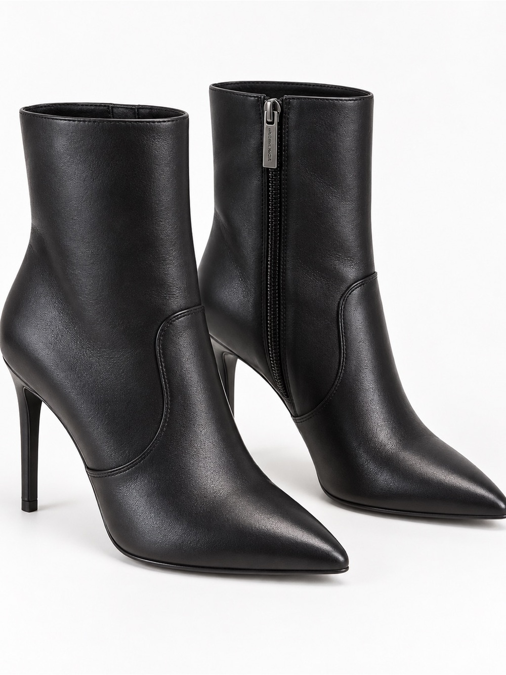 KORS Michael Kors Black Leather Pointed Toe Ankle Booties